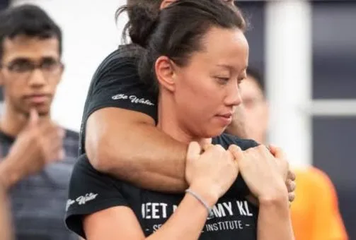 A student practising a self-defence technique at the JEET Academy KL studio in Bangsar