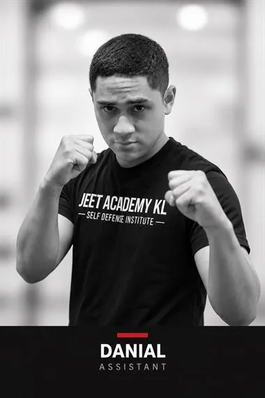 Black-and-white portrait of Danial Harris, training assistant at JEET Academy KL