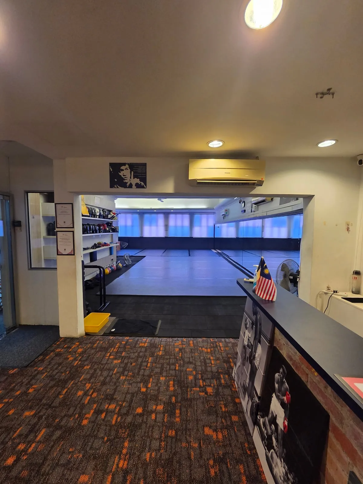 The Jeet Academy KL reception, looking through to the matted training floor